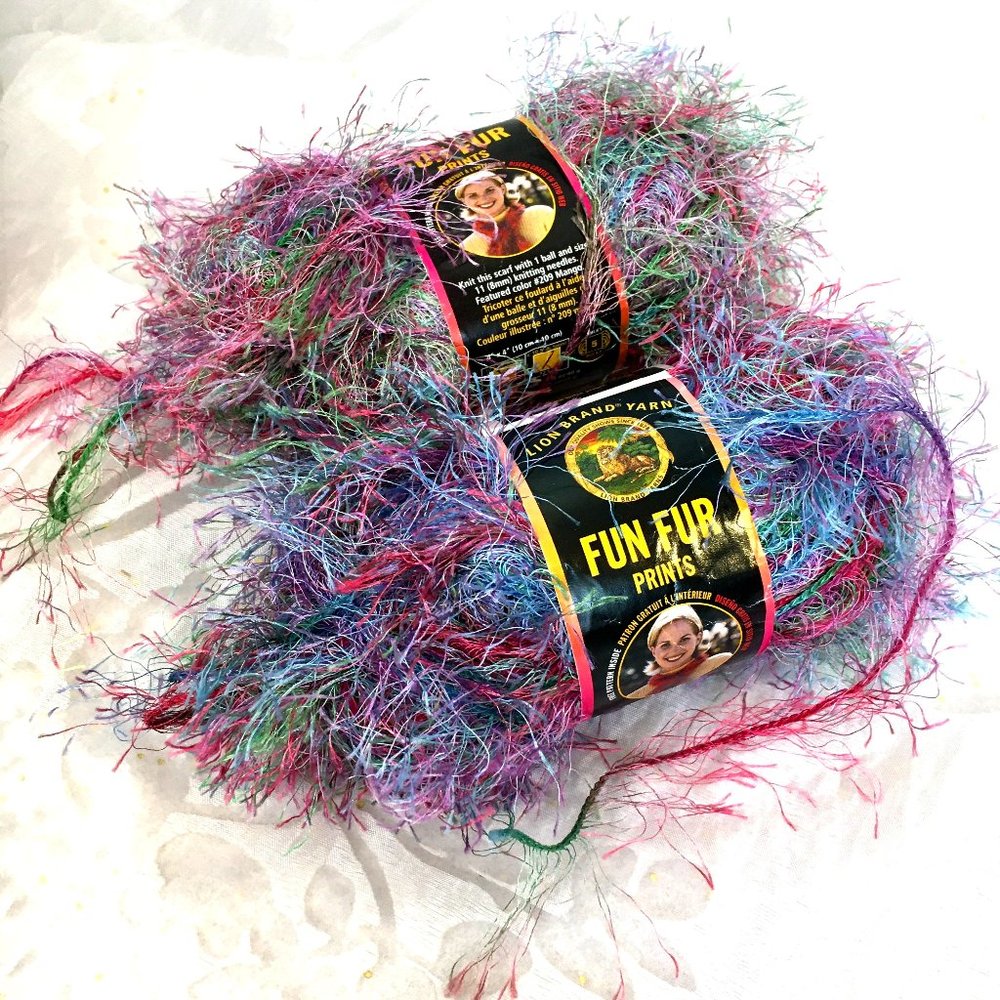 Tropical Eyelash Yarn Fun Fur Lion Brand Yarn Bundle of 2